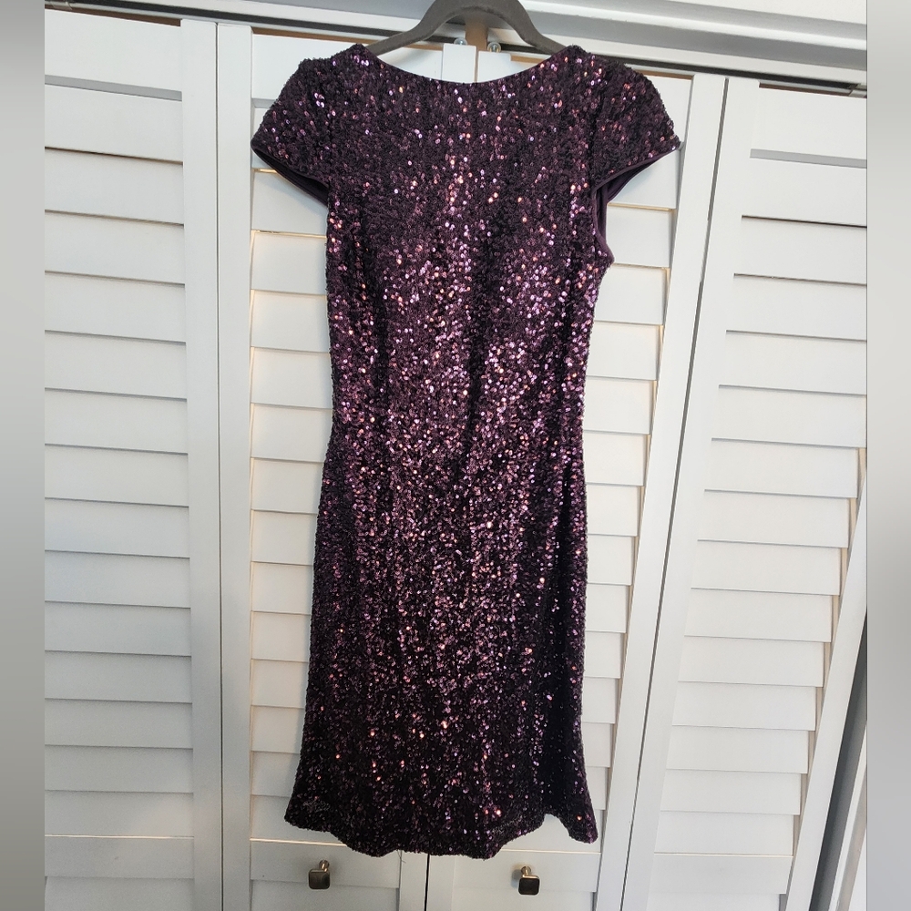 Franssical Elegant Purple Sequin Dress w/padding